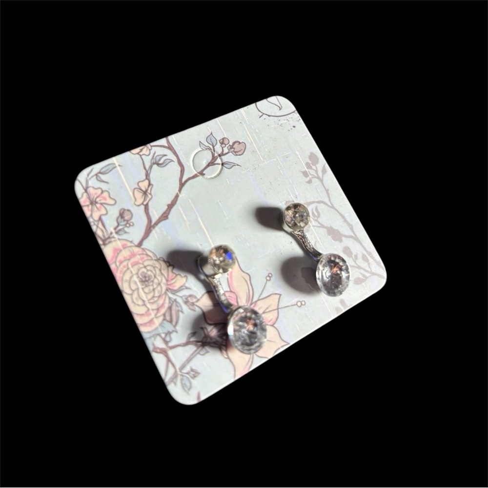 JCPenney Silver Crystal Dangle Earrings